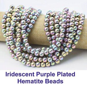 Iridescent Purple Plated Hematite Beads  15" strand